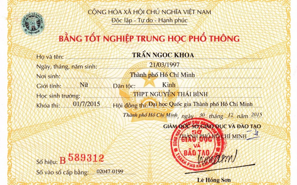 làm bằng cấp 3 có hồ sơ gốc