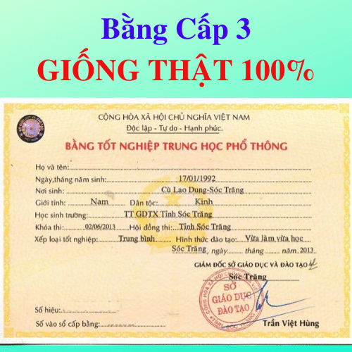 Làm bằng cấp 3 uy tín